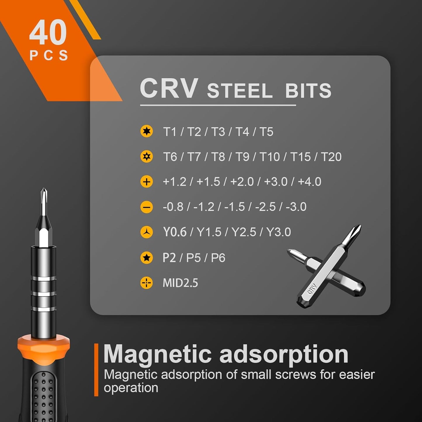 JOREST 40Pcs Precision Screwdriver Set, Small Screwdriver with Torx T5 T6 T8 T9, Triwing Y00, Star P5, Mini Repair Tool Kit for Laptop, Switch, PS5,Xbox, MacBook, iPhone, Ring Doorbell, Watch, Glasses
