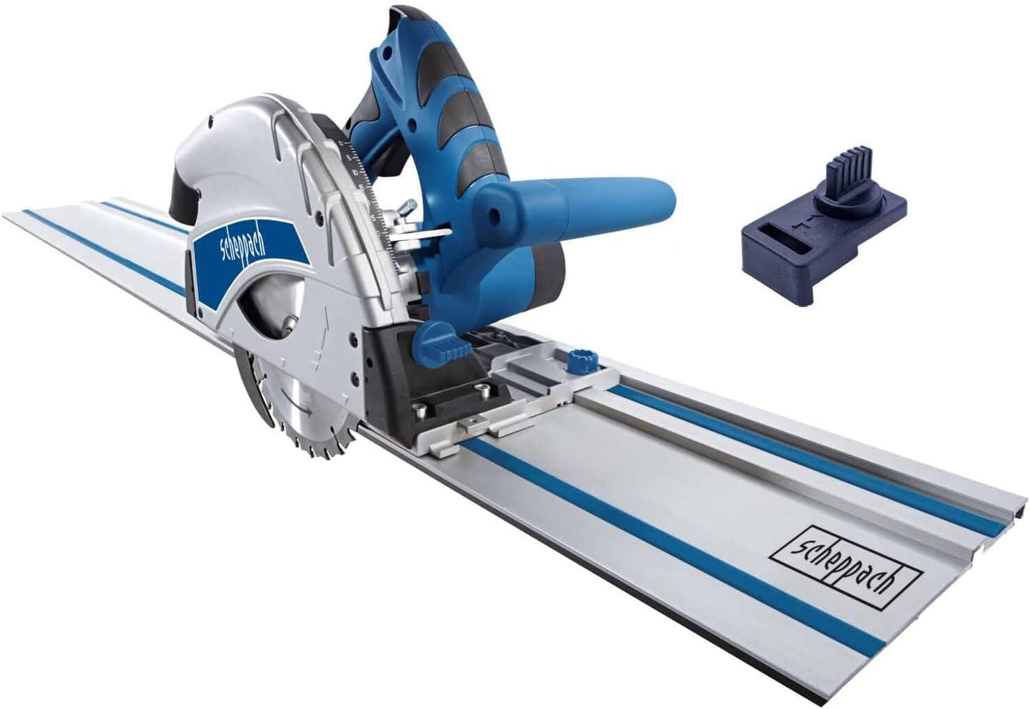 Scheppach PL75 Plunge Saw, 1600W, 210mm Blade, 75mm Cut Depth, 2.5m Guide Rail System, 45° Bevel, Track Saw Kit for Wood, Metal, Plastic, Flooring