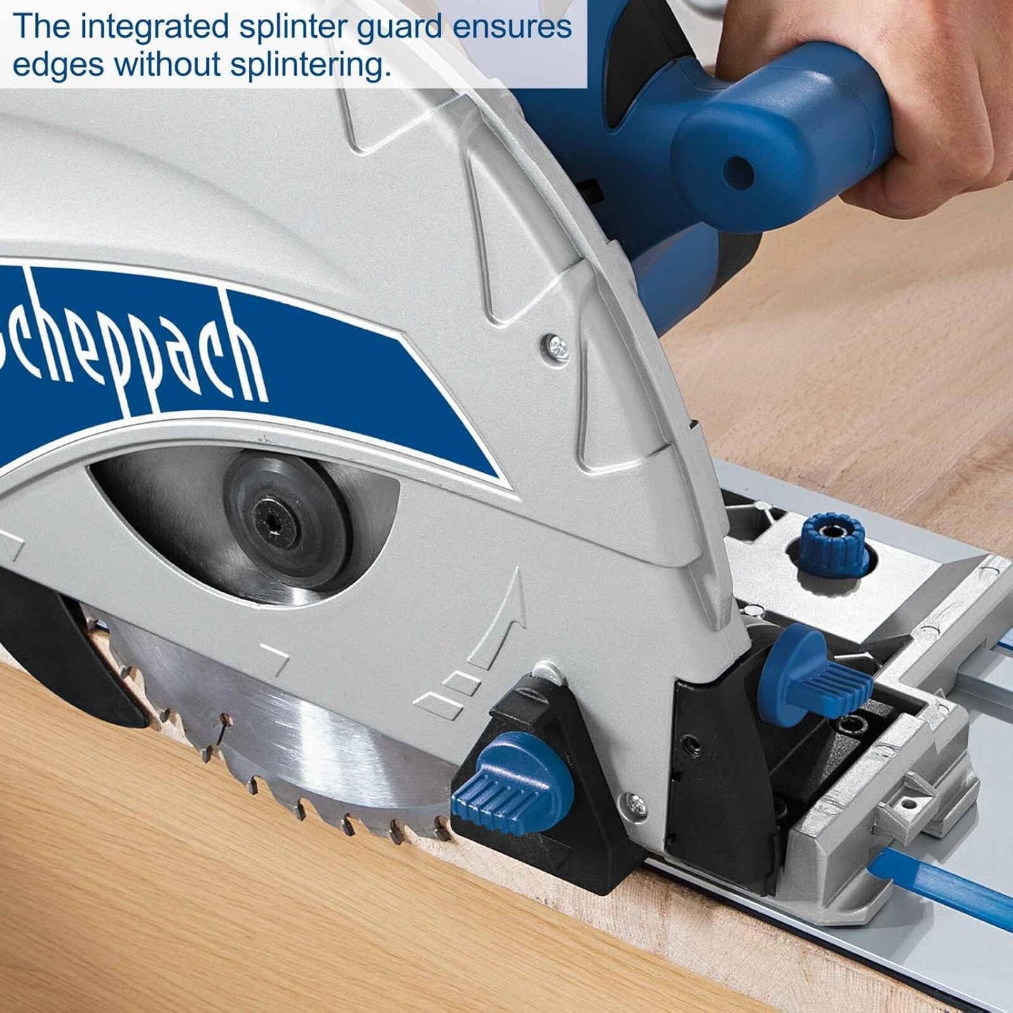 Scheppach PL75 Plunge Saw, 1600W, 210mm Blade, 75mm Cut Depth, 2.5m Guide Rail System, 45° Bevel, Track Saw Kit for Wood, Metal, Plastic, Flooring