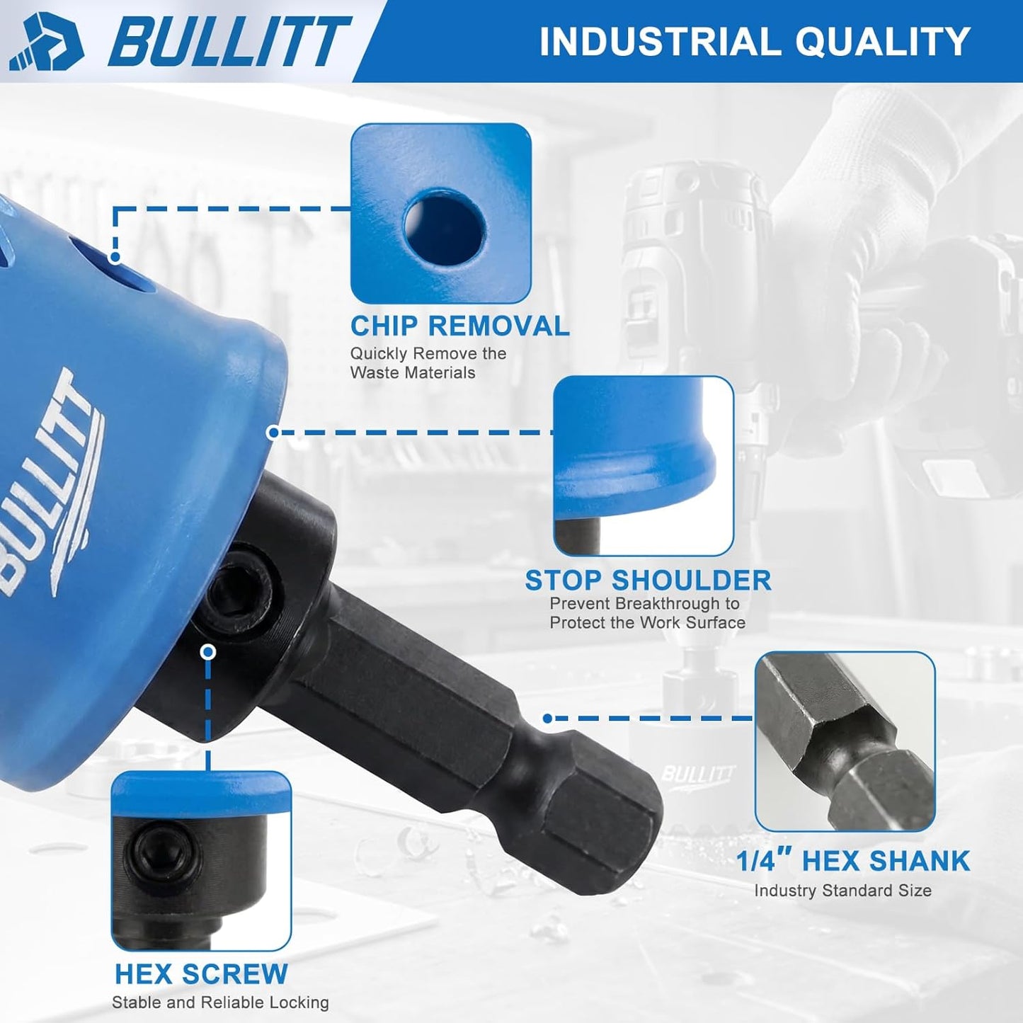BULLITT Impact Hole Saw Set, 20,25,32MM 3PCS M42 HSS Bi-Metal,Hex Shank,Impact Hole Cutter Set Perfect for Drilling Thin Metal,Stainless Steel,Mild Steel and Aluminium