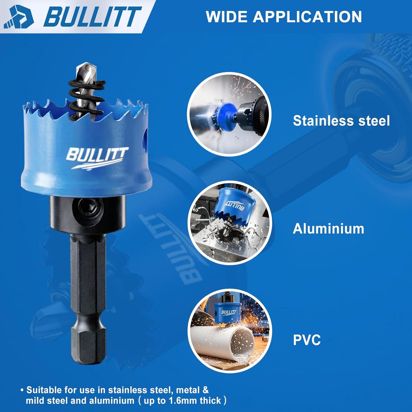 BULLITT Impact Hole Saw Set, 20,25,32MM 3PCS M42 HSS Bi-Metal,Hex Shank,Impact Hole Cutter Set Perfect for Drilling Thin Metal,Stainless Steel,Mild Steel and Aluminium