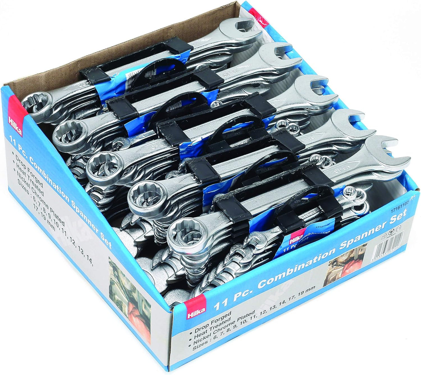 Hilka 17161102 11PC Combi Spanner Set Metric, Clear